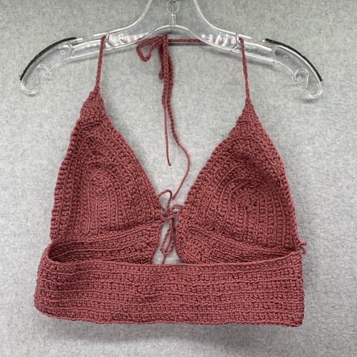 Handgefertigt gehäkelt Sommer Strand Hippie Neckholder Top vorne zum Binden Damen M - Bild 2 von 9