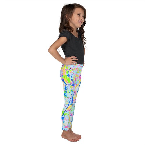Baby Leggings Neon Paint Splatter Rainbow Kids Leggings Dance Costumes 80s - Picture 5 of 29