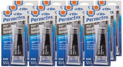 Permatex 81158-12PK Black Silicone Adhesive Sealant, 3 oz. Pack of 12, 