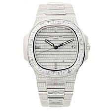 Patek Philippe Nautilus 5719/10G-010 18k White Gold Full Factory Diamond Watch