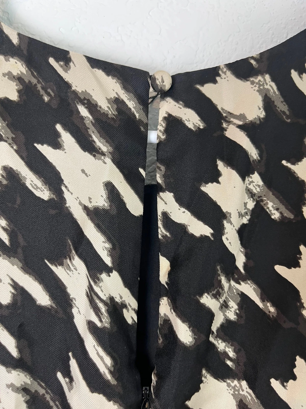 VETEMENTS Abito J Crew donna 4 nero panna pied de poule seta senza maniche orlo arricciato festa