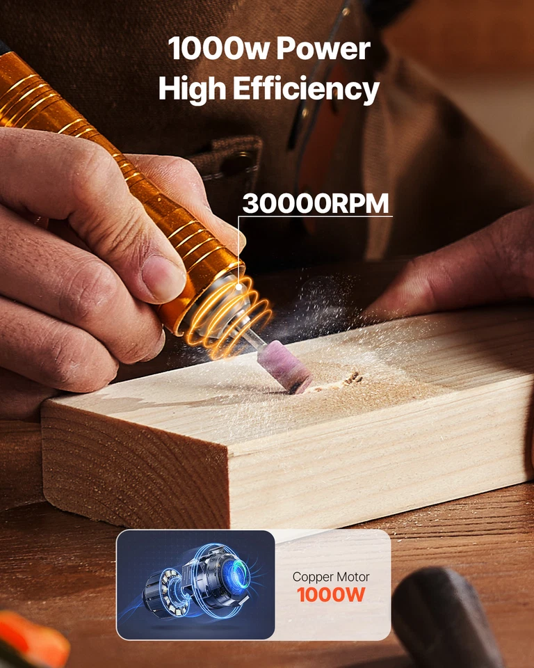 Amoladora de eje flexible Uimoso 1000 W 30000 RPM con pedal y 31 piezas accesorios Foto 2 de 4