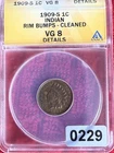 1909 S Indian Head Copper Cent 1c Ref229