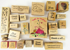 Lot 27 SAYINGS WORDS QUOTES Rubber Wood Stamps Cards To/From Thanks Good Luck