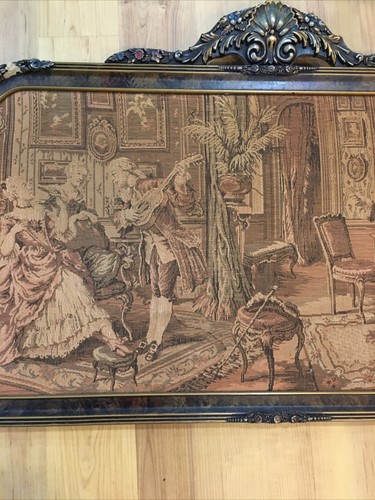 VTG European Gentleman Ladies Sitting Room Tapestry Ornate Gesso Wooden Frame - Picture 4 of 19
