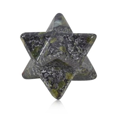 Healing Natural Merkaba Star Black Moonstone Hexagonal Star Stone Energy Pock...