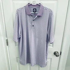 Footjoy Shirt Mens Polo Large Purp White Golf Colors Stripe Performance Easter