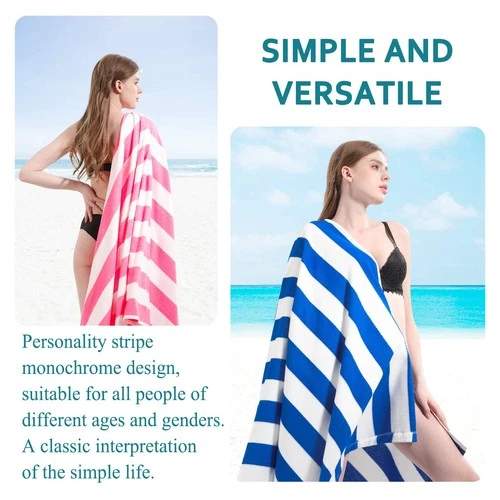 Genovega 2 Pack Extra Large Bath Towels Striped Beach Towel Bathroom Sheets image 3