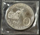 Vintage 1993 1 Oz .999 Fine Silver Daytona Beach Bike Week Toned Commemorative!!
