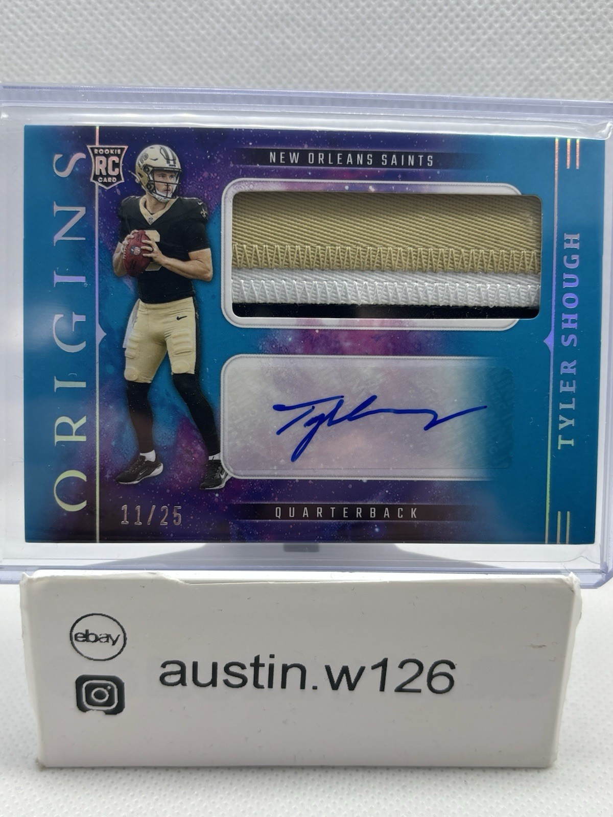 Tyler Shough 2025 Panini Origins Rookie Patch Auto RPA Turquoise /25 #RJJ-TSH