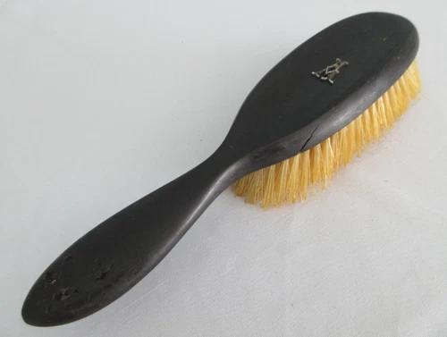 Antique Hair Brush Ebony Paddle Silver A Monogram Dressing Table Dresser Black