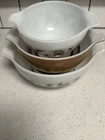 PYREX - Set of 3 Nesting Early American Set Cinderella Mixing Bowl Brown Gold