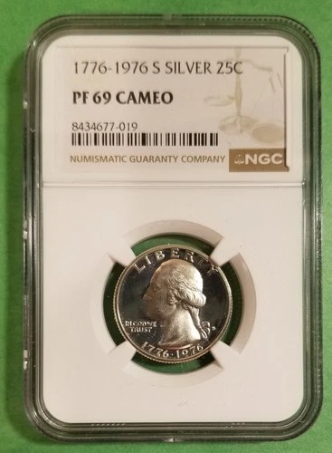 1976 S S25c Silver Proof 69 Cameo Bicentennial Quarter 1776-1976