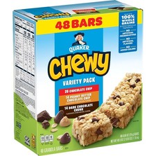 Chewy Granola Bars Variety Pack Snacks 48 Count Individually Wrapped Bulk Box