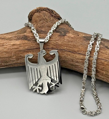 Imposanter Deutschland Anhänger Adler Bundesadler mit Königskette Edelstahl