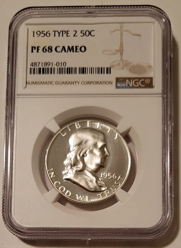 1956 Franklin Half Dollar Type 2 Proof PF68 Cameo NGC