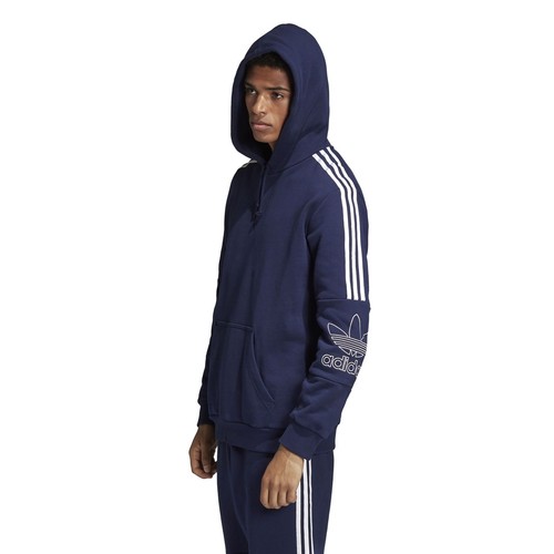 NWT Adidas Men's Outline Graphic Logo Hoodie Navy DH5779 $100 E56 - Picture 1 of 6