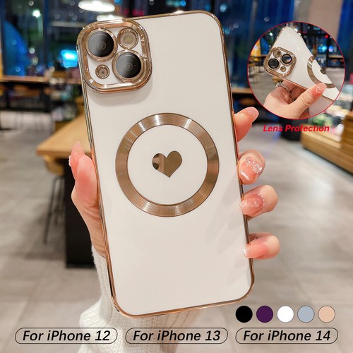 Mag Safe Magnetic Plating Love Heart Case For iPhone 15 Pro Max 14 13 12 11 XS 8 - Picture 14 of 27