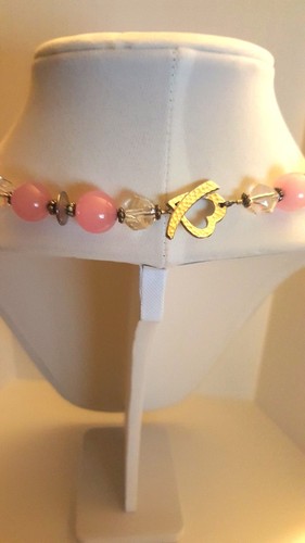Collana artigianale in quarzo rosa tondo naturale, perle sfaccettate e argento - NUOVO - Foto 2 di 8