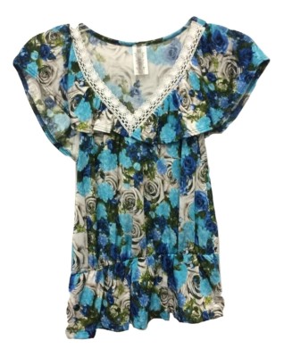 NEW B Envied VTG Retro 1940s Style Lace Collar Chintz Floral Peplum Top Shirt