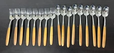 Oneida PARADOX GOLD Stainless Frosted Gold Accent Silverware 17 PIECES FLATWARE