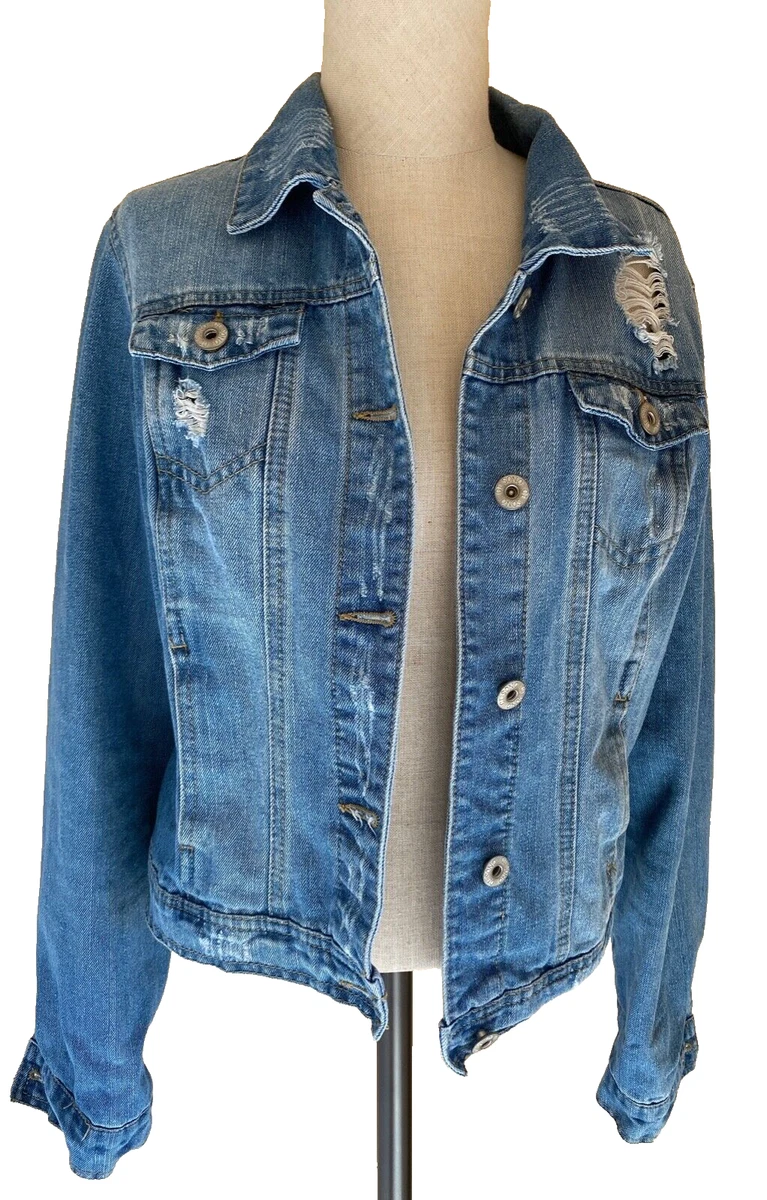 Ci Sono Denim Jacket Size Medium Cotton Blend with Pockets Preowned