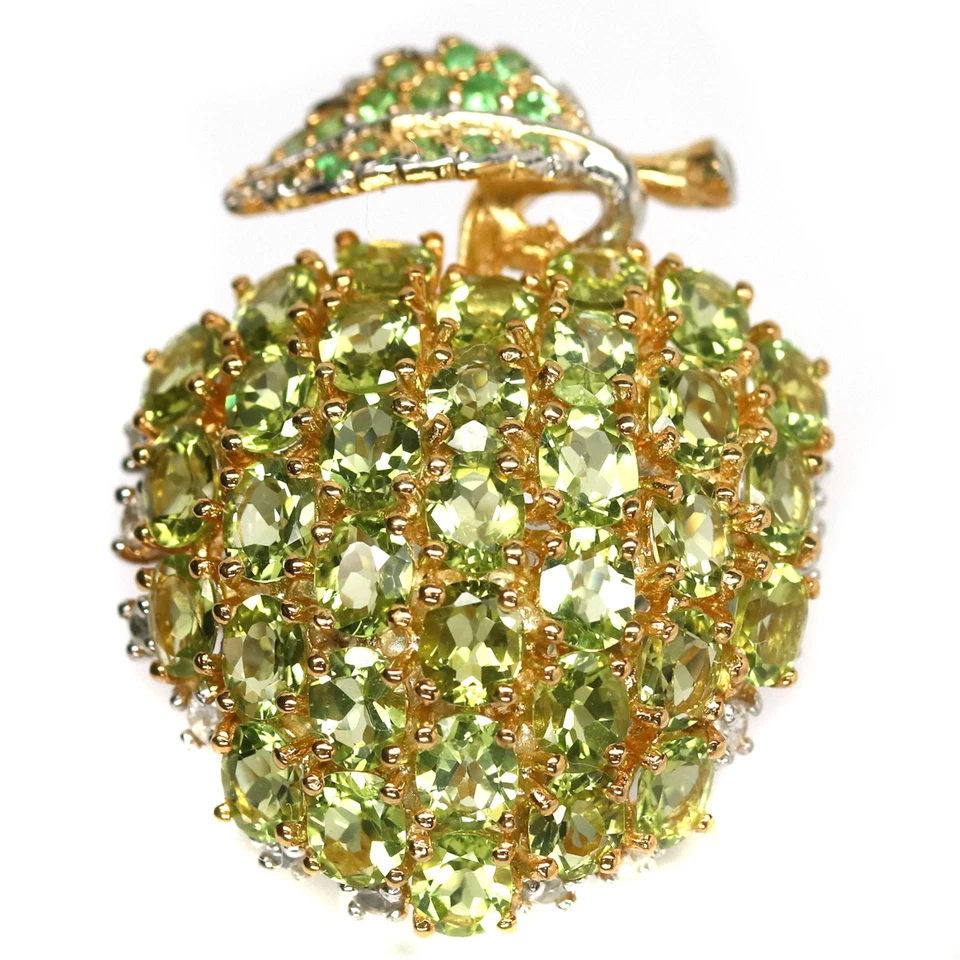 Edelstein Grüner Peridot, Tsavorit-Garnet Und Zirkon Ring 925 Sterlingsilber - Bild 2 von 4