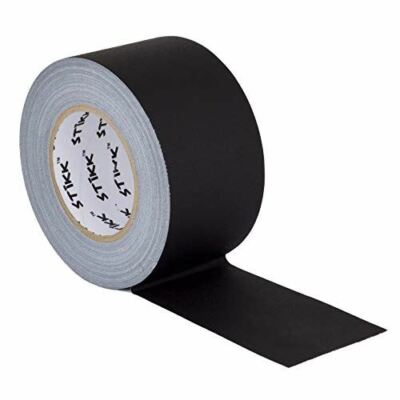 3'' x 60 Yard 72mm x 55 m 11 mil STIKK Black Gaffers Tape No Residue Cloth Matte