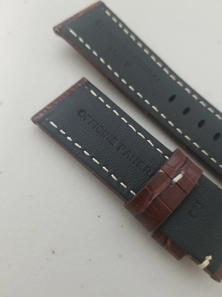 Authentic New Panerai 24/22mm OEM Brown Alligator Watch Strap for Tang Buckle  - Image 4 of 4