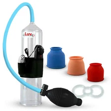 LeLuv Vibrating Bgrip Penis Pump Silicone Hose, 3 Sleeves & Clear Tension Rings