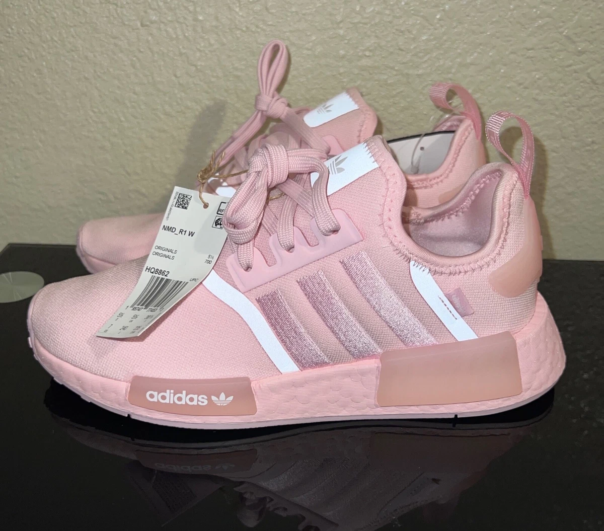 Adidas nmd top white pink hombre