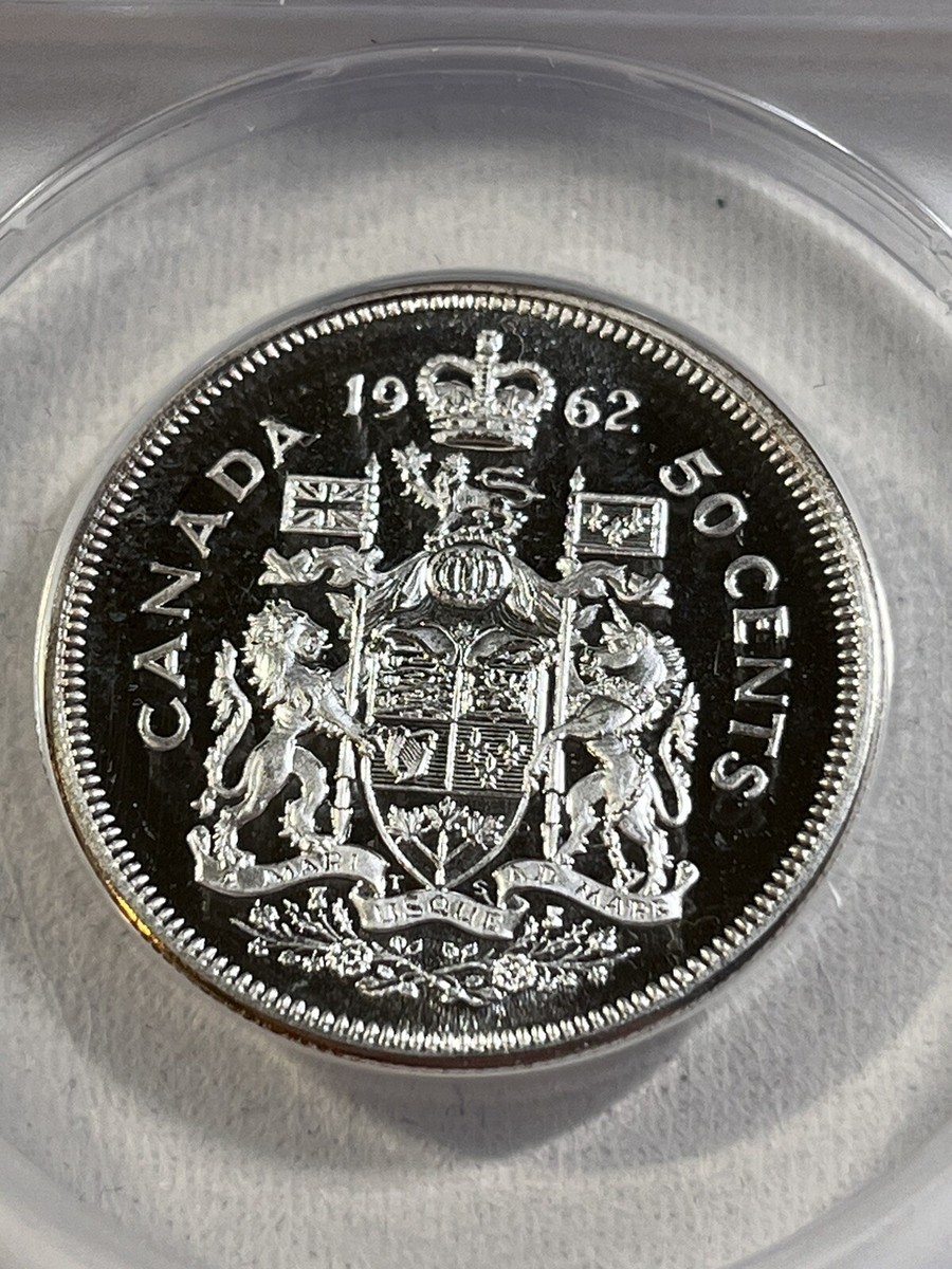 【PCGS PL66 CAM】1962年 カナダ 50セント銀貨 1962 Canada 50 Cents Silver Coin Proof Like Graded MS 66