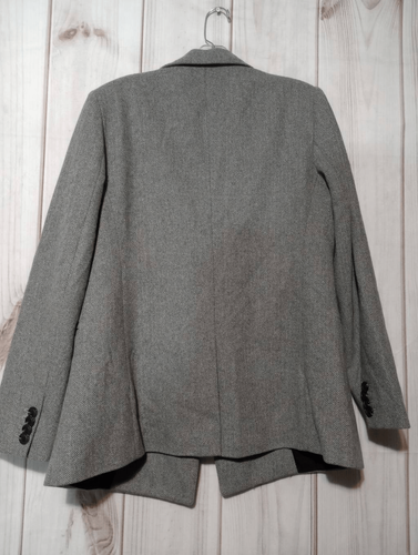 Gap Blazer Ladies 10 Wool Blend Grey Herringbone - Picture 2 of 9