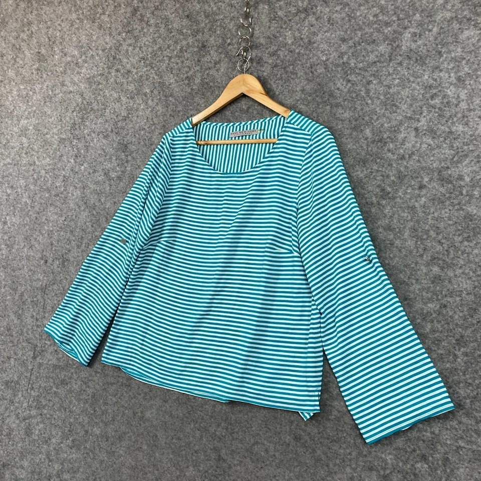 Top mujer Marc New York L grande azul a rayas manga larga elástico 12718 Foto 2 de 4