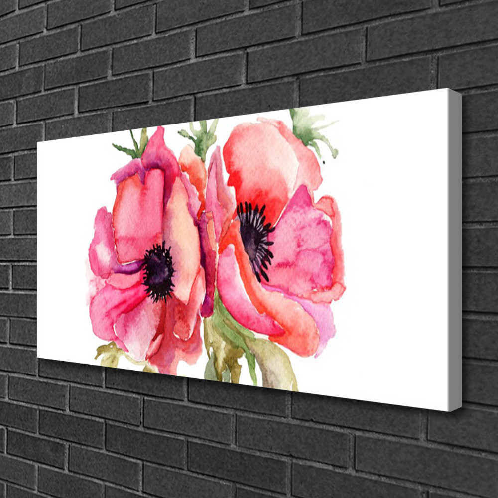 Impression sur toile fleurs aquarelle 100x50 - Tableau mural grand format haute finition