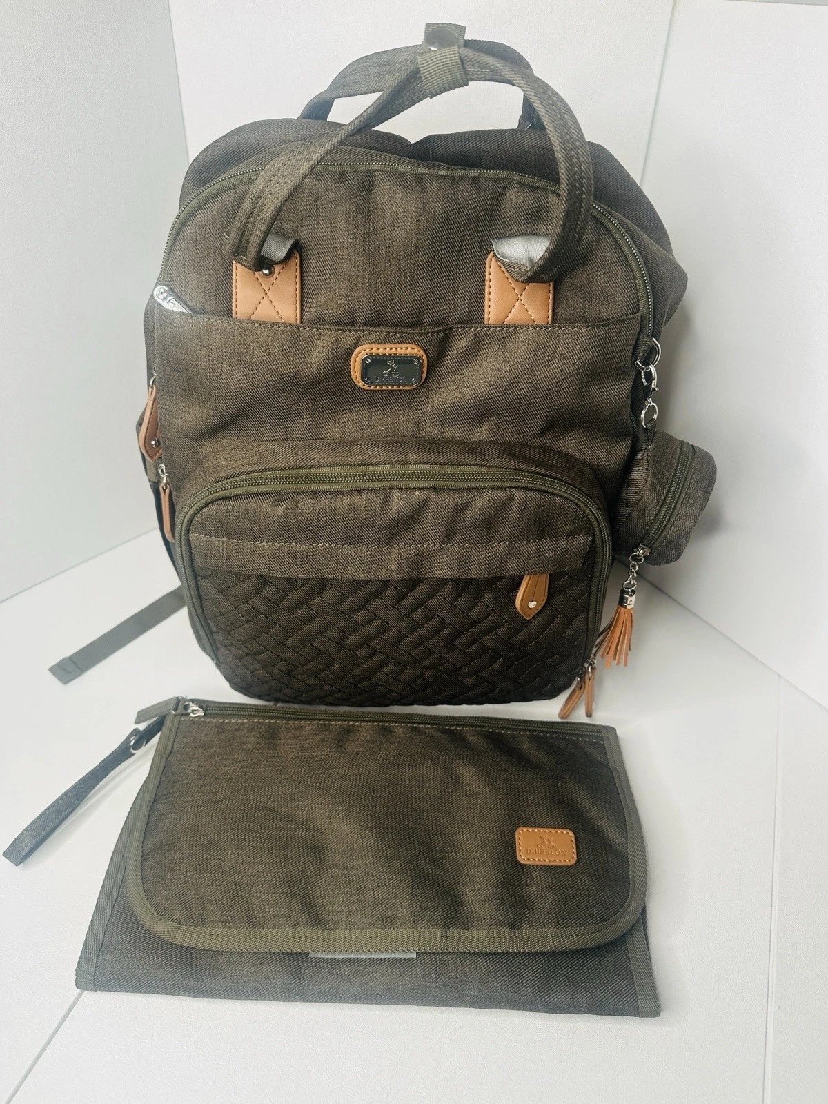 Dikaslon Diaper Bag Backpack Set with Changing Pad – Olive Green Organizer
