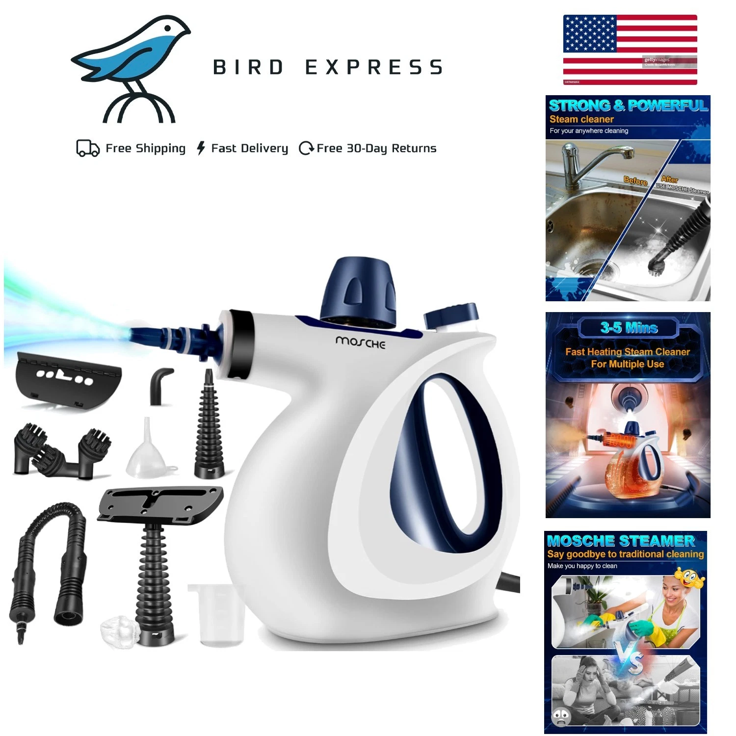 Handheld Steam Cleaner with 11 Accessories Multi-Surface Car Home Upholstery