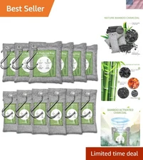 Natural Bamboo Charcoal Bags 12 Pack - Effective Moisture and Odor Absorbers