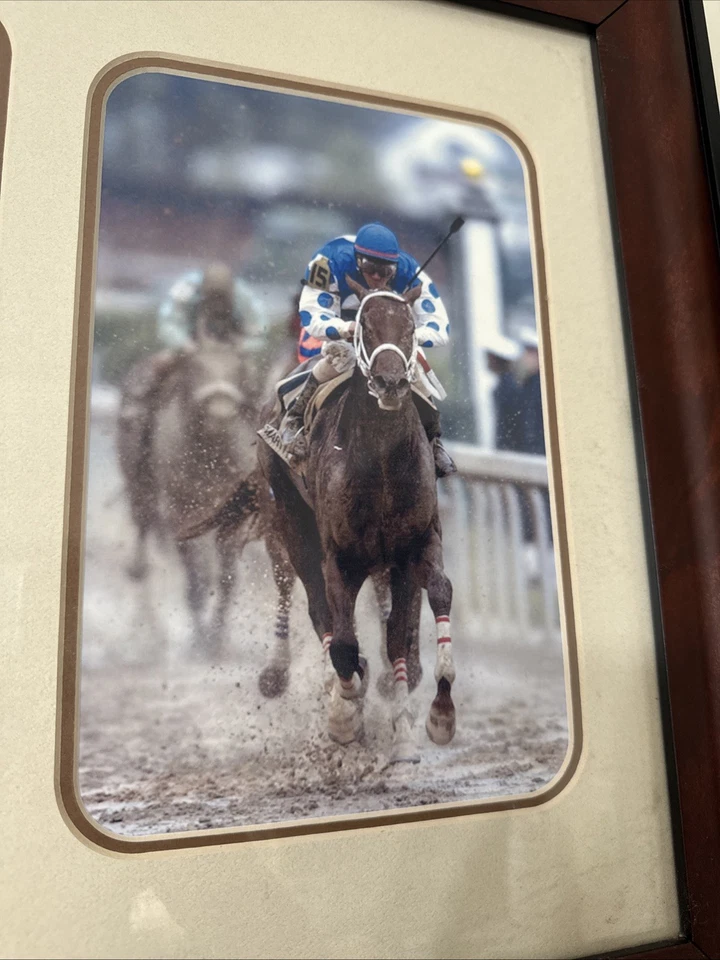 Smarty Jones Framed Photos 2004 Kentucky Derby Winner with COA on back Foto 3 de 4