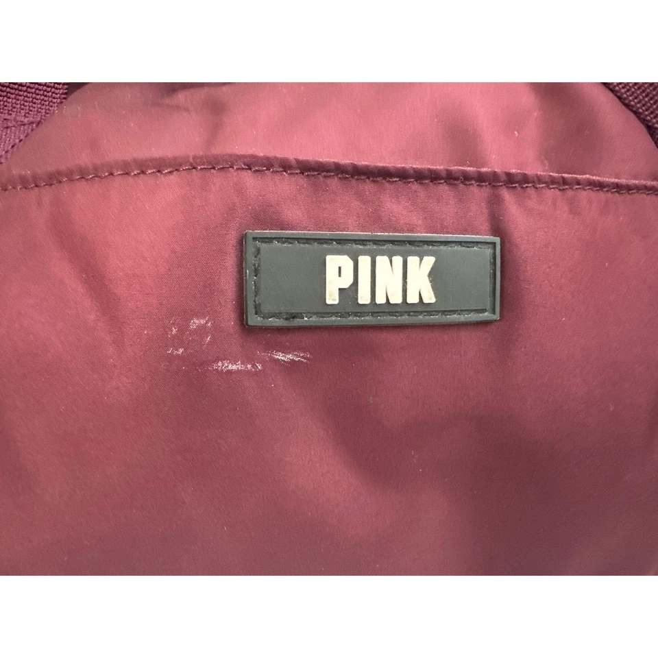 PINK by Victoria's Secret Duffle Bag Maroon Travel Gym Carry On Shoulder Strap - Image 2 of 4