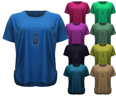 Damen Loose Fit Top Locker geschnitten mit Kette Übergröße Shirt T-Shirt 2440 - Bild 1 von 4