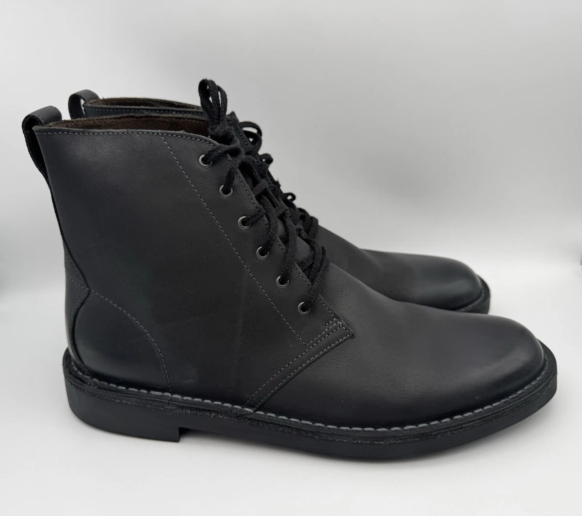 Clarks Bushacre Black Leather Chukka Boots Cap Toe Lace Up Men\'s Size 8 Black Clarks Bushacre Leather Boots for Men for sale | eBay main image 4