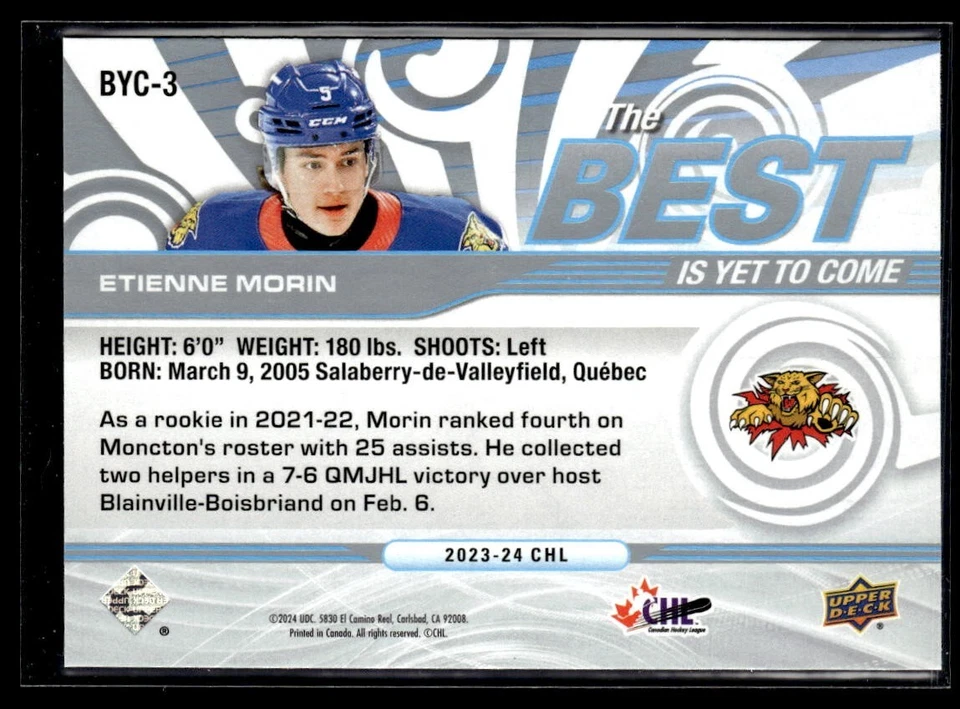 2023-24 Upper Deck CHL The Best Is Yet To Come #BYC-3 Etienne Morin - Image 2 of 2