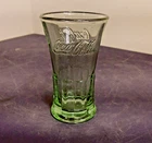 Vintage Green Glass Coca  Cola Shot Glass 3 1/8 Produced By Libbey Glass Co.
