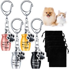 Batiyeer 4 Pcs Pet Ashes Keepsake Keychain for Dog Urns Keychain Stainless St...