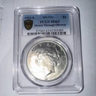 1923-S Peace Dollar PCGS MS63 Mint Error Struck Through Obverse Silver Coin