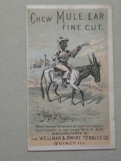 VTC for Black Man on Mule for Chew Mule Ear Fine Cut Tobacco 1890's