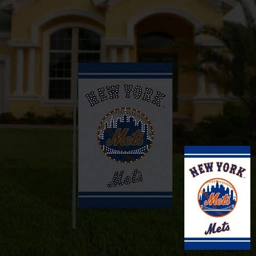 MLB New York Mets Fiber Optic Garden Flag - Image 2 of 3