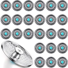 Janinka 24 Pcs Faux Turquoise Round Conchos Sunflower Decorative Buckle Metal...