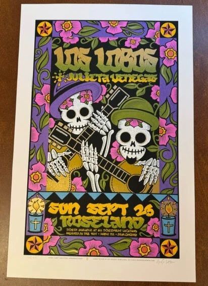 Impresión artística de Gary Houston Los Lobos póster serigrafía Portland 2004 Oregon S/# 245 Foto 2 de 4